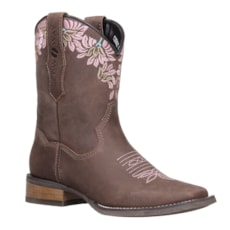 Bota Couro Marrom Bico Quadrado Feminina Cow Way 26803 Bota Couro Marrom Bico Quadrado Feminina Cow Way 26803