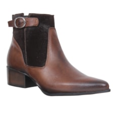 Bota de Couro Feminina Bico Fino Marrom Cow Way 26754 Bota de Couro Feminina Bico Fino Marrom Cow Way 26754