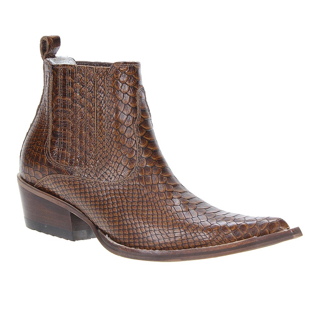 bota bico fino masculina couro cobra