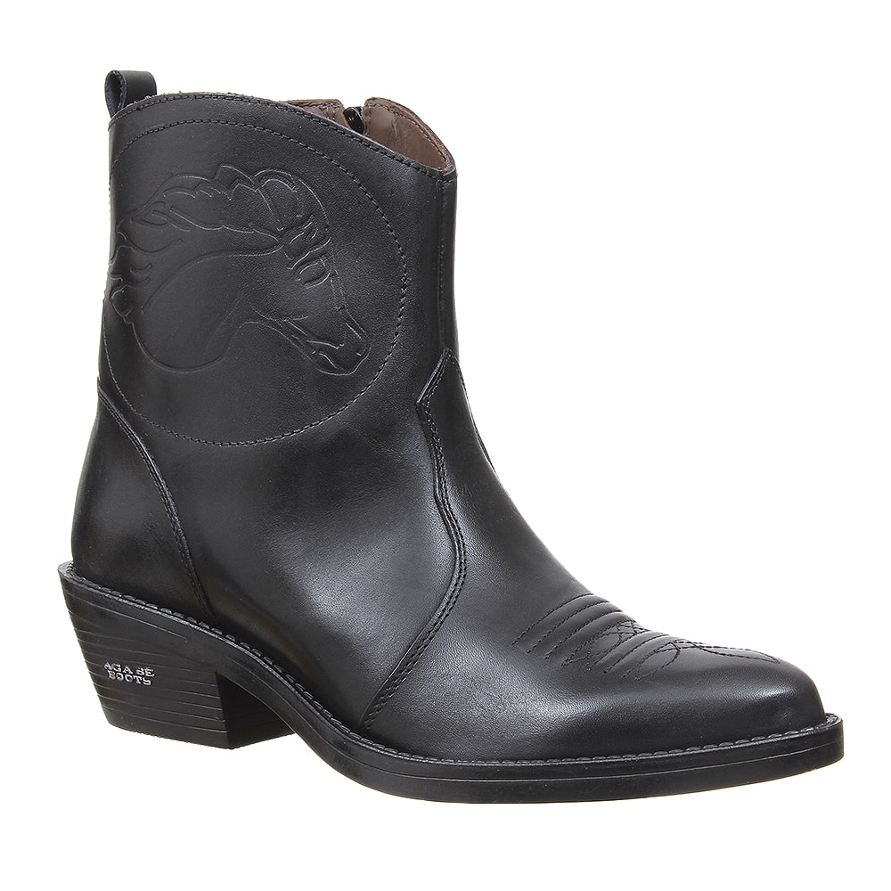 Bota Masculina Texana em Couro Preta com Zíper Agabê 29624 - Rodeo West