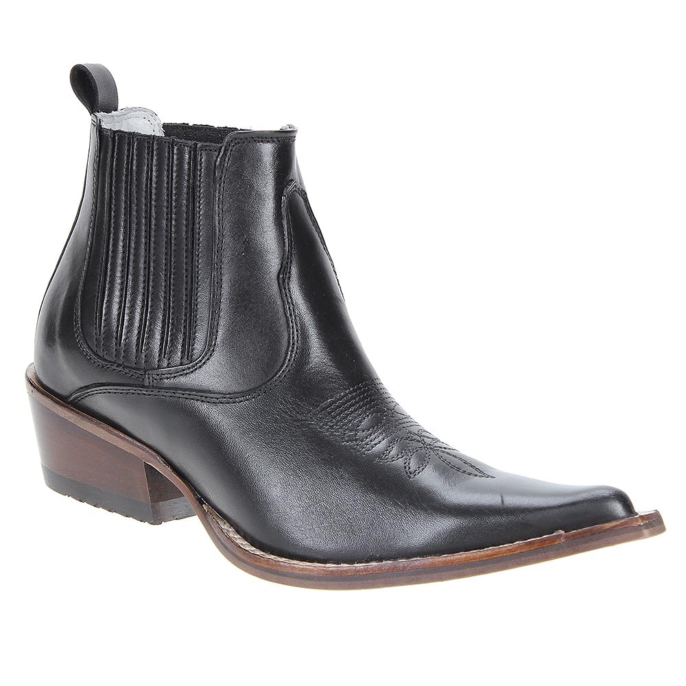 bota de couro masculina preta