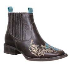 Botina Feminina Marrom Bico Quadrado Cow Way 26808 Botina Feminina Marrom Bico Quadrado Cow Way 26808