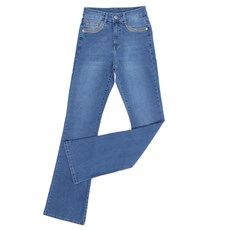 Calça Jeans Feminina Cintura Alta Boot Cut Azul com Elastano Tassa 28148