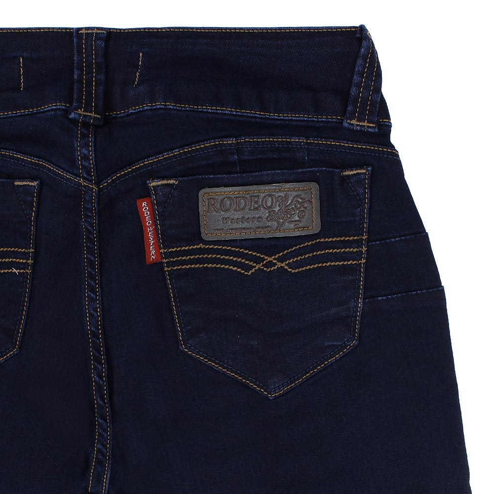 calca jeans escura feminina