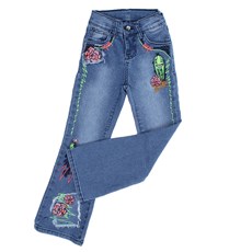 Calça Jeans Infantil Feminina Boot Cut Azul Clara Tassa Gold 28152
