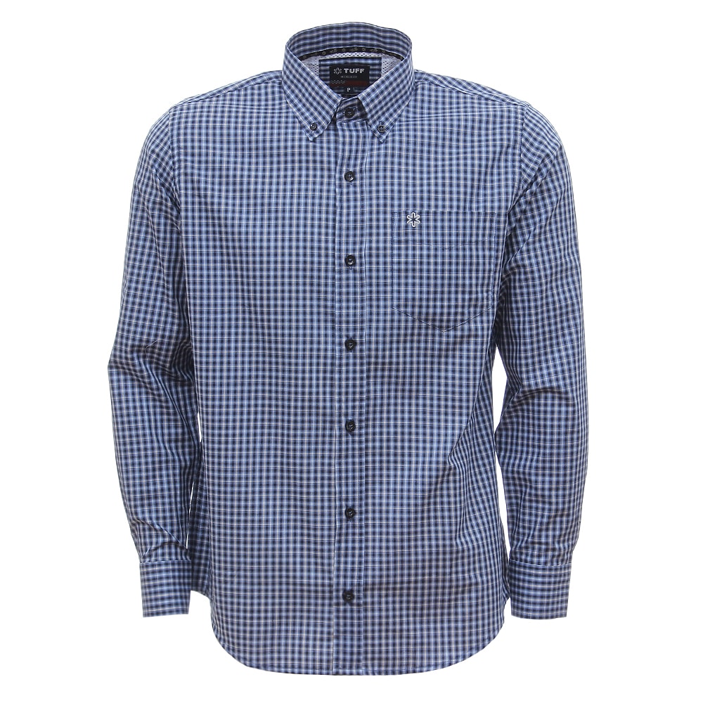 camisa manga longa xadrez azul