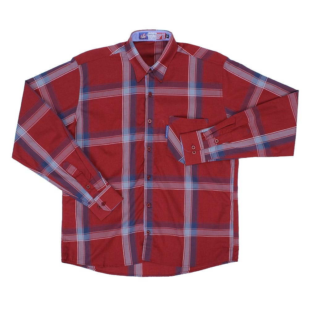 camisa xadrez manga longa vermelha masculina