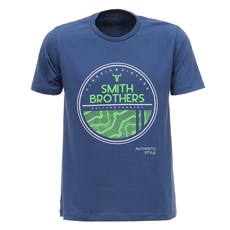 Camiseta Azul Masculina Estampada Smith Brothers 28175