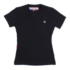 Camiseta Baby Look Feminina Preta Rodeo Western 26368 Camiseta Baby Look Feminina Preta Rodeo Western 26368