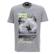 Camiseta Cinza Mescla Masculina Tassa Estampada 28158 Camiseta Cinza Mescla Masculina Tassa Estampada 28158