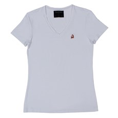 Camiseta Feminina Gola V Tassa Branca 26787