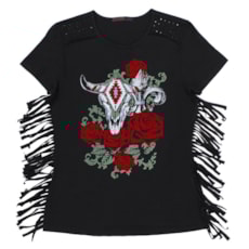 Camiseta Feminina Preta Tassa Gold Estampada 22668 Camiseta Feminina Preta Tassa Gold Estampada 22668
