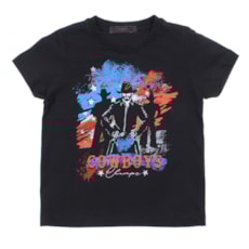 Camiseta Infantil Preta Masculina Estampada 28155 Camiseta Infantil Preta Masculina Estampada 28155