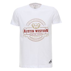 Camiseta Masculina Branca Estampada Austin Western 28017