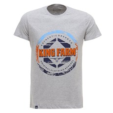 Camiseta Masculina Cinza Mescla Estampada King Farm 31074