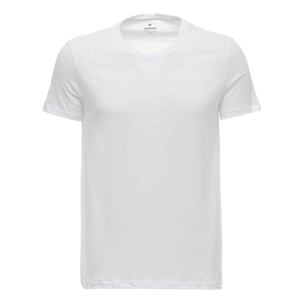 camiseta branca gola v masculina hering
