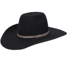 Chapéu Country Preto de Feltro Texas Diamond 20832 Chapéu Country Preto de Feltro Texas Diamond 20832