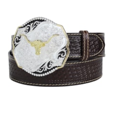 Cinto de Couro Masculino Cowboy Cow Way Marrom 22432 Cinto de Couro Masculino Cowboy Cow Way Marrom 22432