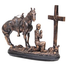 Escultura Prayer Cowboy em Resina Pintura Envelhecida Home Western Décor 29883
