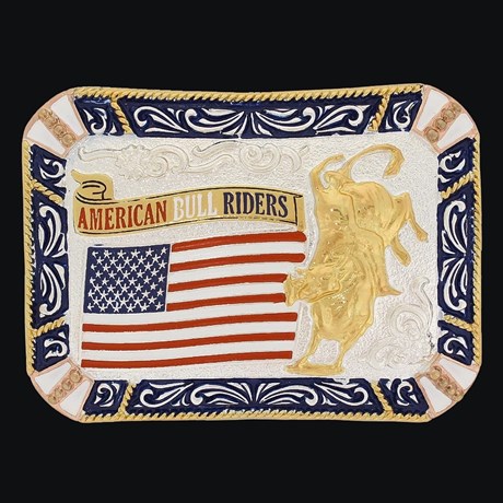 Fivela American Bull Riders com Banho Dourado Prata - Sumetal 19128
