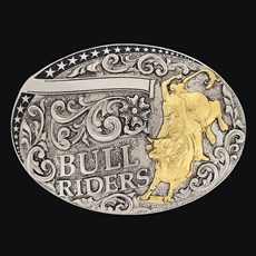 Fivela Bull Riders com Banho Dourado Níquel - Sumetal 19129