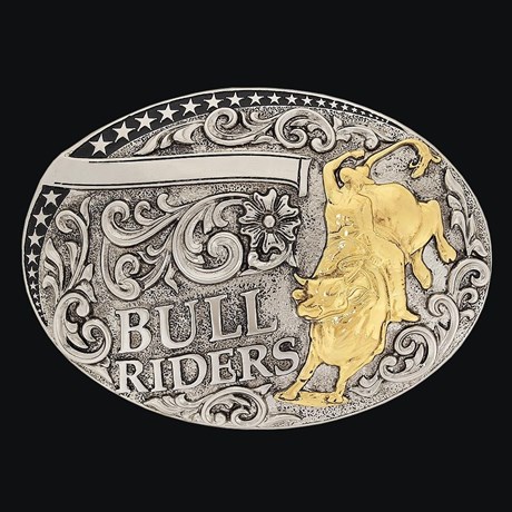 Fivela Bull Riders com Banho Dourado Níquel - Sumetal 19129