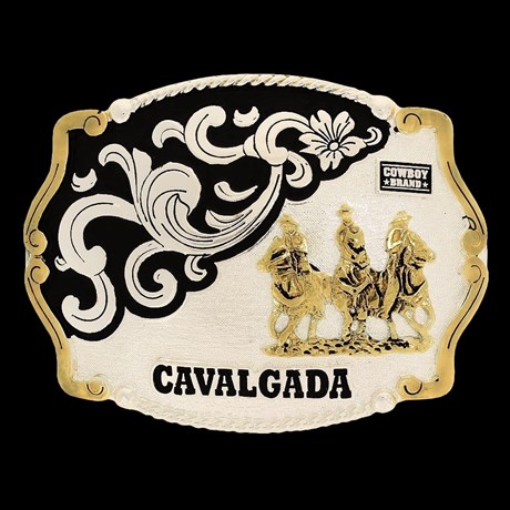 Fivela Cavalgada com Banho Prata e Dourado - Cowboy Brand 16406