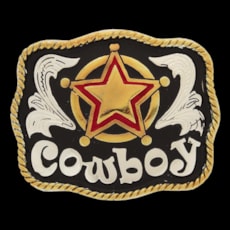 Fivela Infantil Cowboy com Fundo Negro - Master 14487 Fivela Infantil Cowboy com Fundo Negro - Master 14487