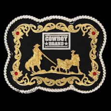 Fivela Laço em Dupla Fundo Negro - Cowboy Brand 12112 Fivela Laço em Dupla Fundo Negro - Cowboy Brand 12112