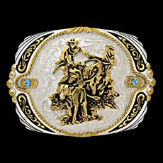 Fivela Master Calf Roper com Banho Dourado/ Prata e Detalhes em Strass 13597