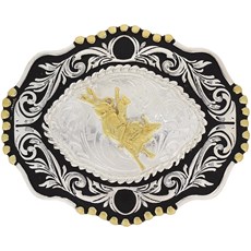 Fivela Montaria em Touro com Banho Dourado e Prata - Paul Western 18211
