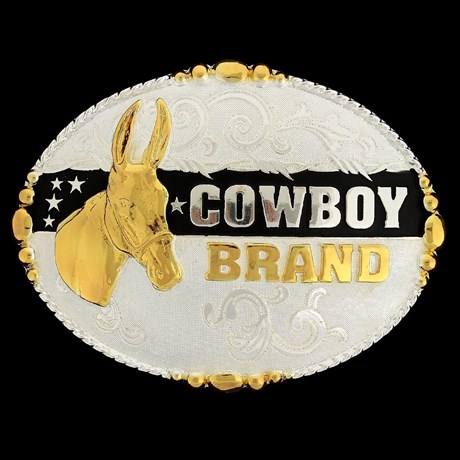 Fivela Mula com Banho Dourado e Prata - Cowboy Brand
