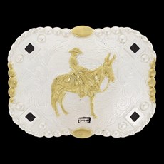 Fivela Mula Cowboy Brand Dourada e Prata 20085