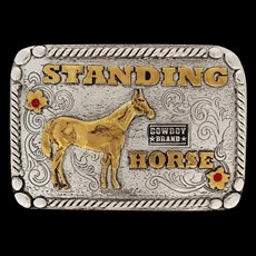 Fivela Standing Horse Fundo Envelhecido com Detalhes em Strass - Cowboy Brand