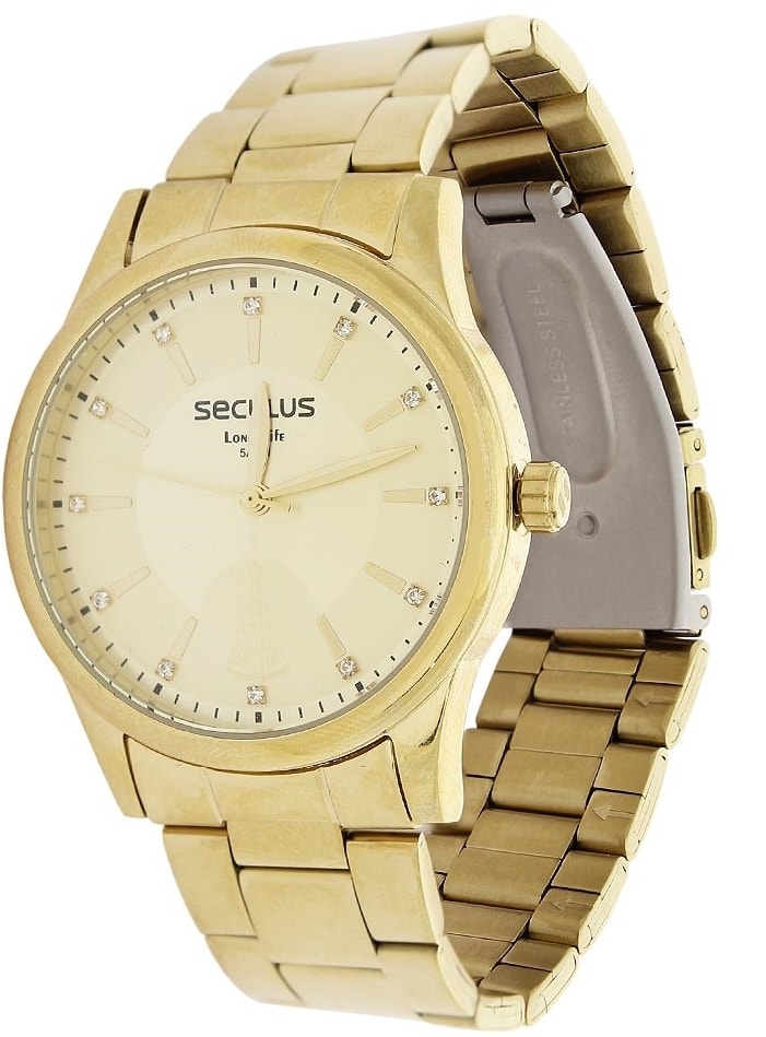 Relogio seculus dourado feminino Clearance