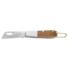 Mini Canivete de Bolso com Cabo de Madeira A Master Inox e Bainha de Couro 31137