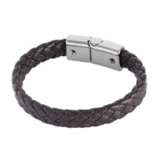 Pulseira Masculina Couro Marrom Trançado Ostral 25081 Pulseira Masculina Couro Marrom Trançado Ostral 25081