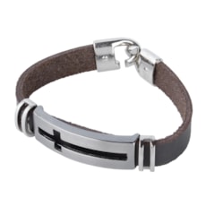 Pulseira Masculina Marrom de Couro Cruz Cow Way 25161 Pulseira Masculina Marrom de Couro Cruz Cow Way 25161