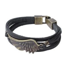 Pulseira Masculina Preta de Couro Asa Cow Way 25151 Pulseira Masculina Preta de Couro Asa Cow Way 25151