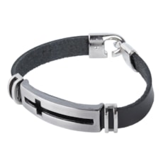 Pulseira Masculina Preta de Couro Cruz Cow Way 25162 Pulseira Masculina Preta de Couro Cruz Cow Way 25162