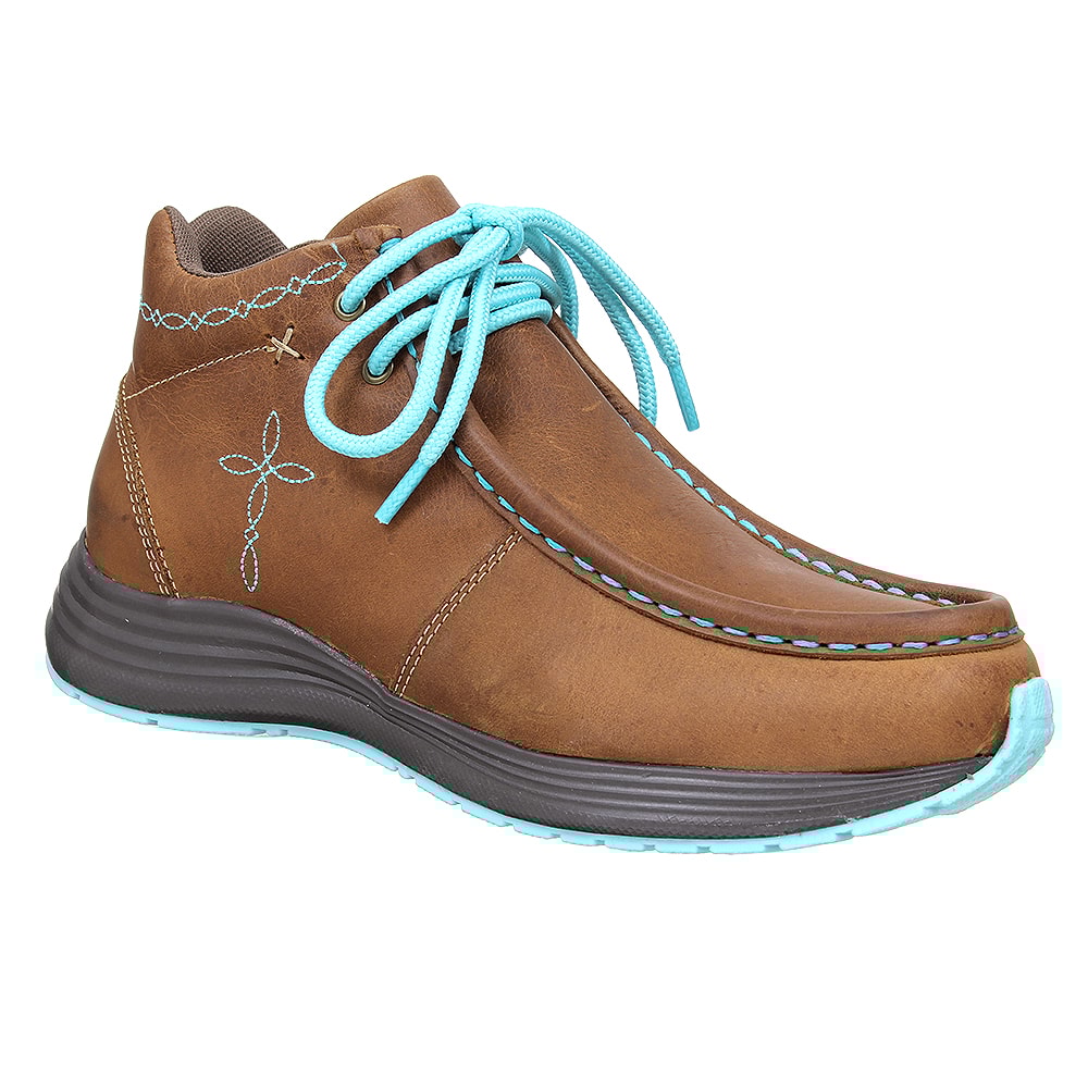 Tênis de Couro Feminino com Cadarço Azul Cow Way 30021 - Rodeo West